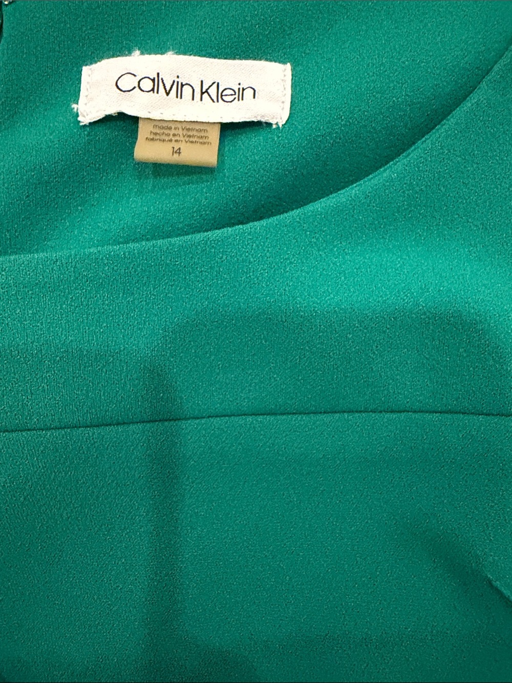 Calvin Klein Emerald Green Sleeveless Sheath Dress with Radiant Pleats - Picture 3 of 3